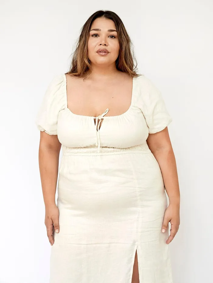 Women Faithfull The Brand 8211 Terina Midi Dress In Egg Shell The UNDONE Dresses
