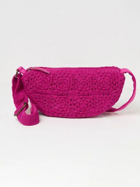 Women Fatface Bags and Wallets Lettie Pink Macrame Sling Bag