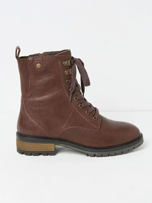 Women Fatface Boots Margot Brown LaceUp Boots