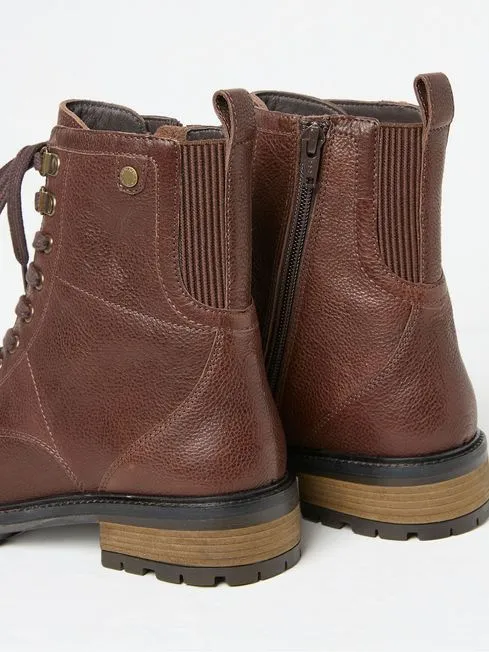 Women Fatface Boots Margot Brown LaceUp Boots