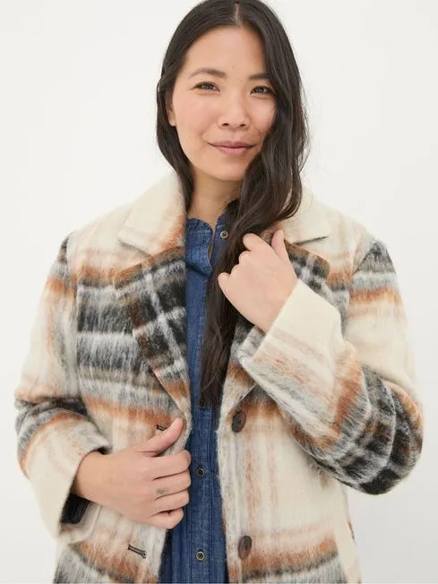 Women Fatface Coats and Jackets Brown Marin Wool Blend Coat