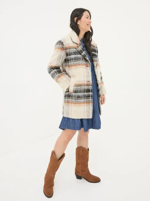 Women Fatface Coats and Jackets Brown Marin Wool Blend Coat