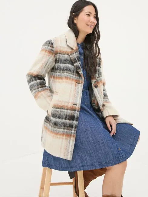 Women Fatface Coats and Jackets Brown Marin Wool Blend Coat