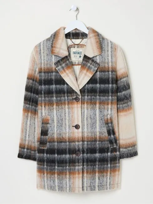 Women Fatface Coats and Jackets Brown Marin Wool Blend Coat