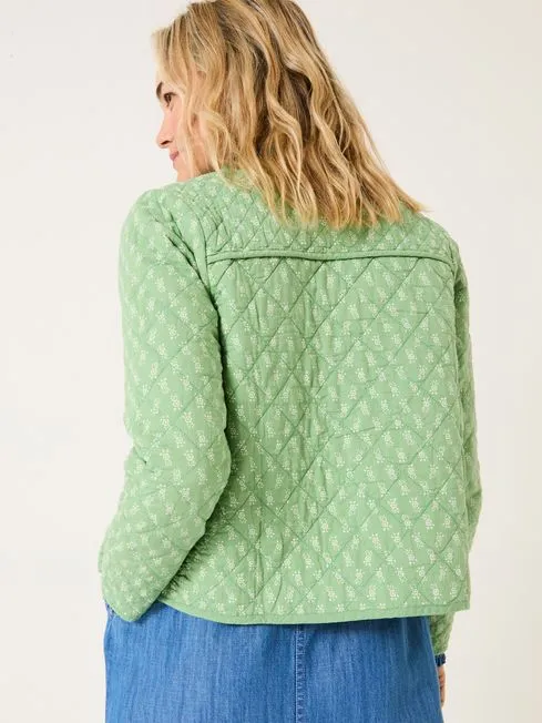 Women Fatface Coats and Jackets Mia Light Green 100 Cotton Woodblock Quilted Jacket Women Fatface Coats and Jackets Mia Light Green 100 Cotton Woodblock Quilted Jacket