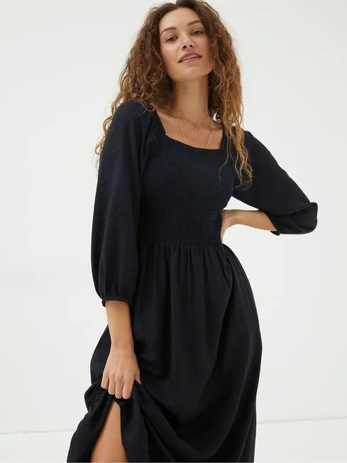 Women Fatface Dresses Black Adele Midi Dress Women Fatface Dresses Black Adele Midi Dress
