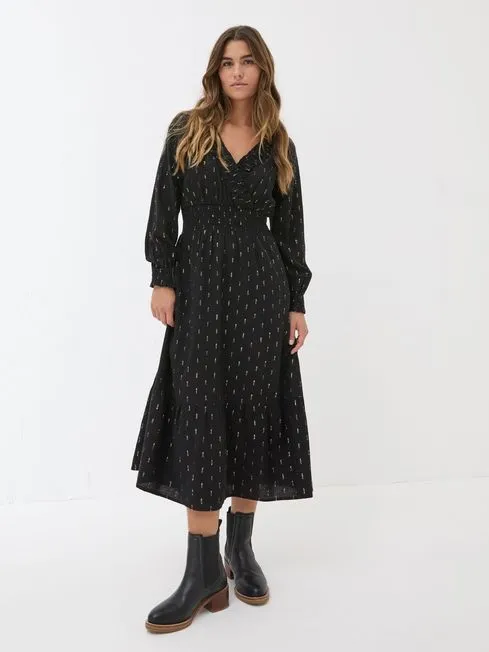 Women Fatface Dresses Black Rosie Midi Dress