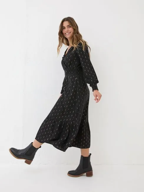 Women Fatface Dresses Black Rosie Midi Dress Women Fatface Dresses Black Rosie Midi Dress