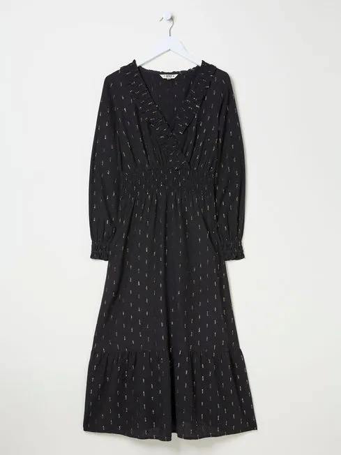 Women Fatface Dresses Black Rosie Midi Dress Women Fatface Dresses Black Rosie Midi Dress