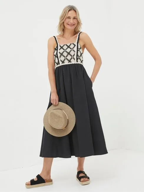 Women Fatface Dresses Clea Black Crochet Beach Dress Women Fatface Dresses Clea Black Crochet Beach Dress