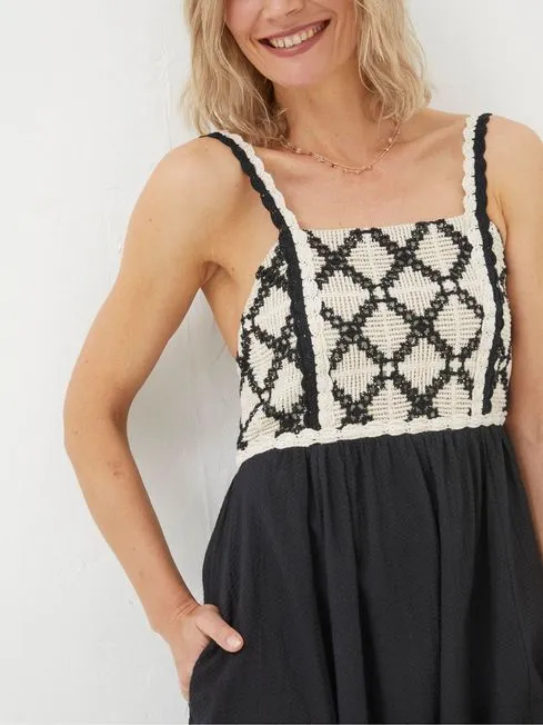 Women Fatface Dresses Clea Black Crochet Beach Dress Women Fatface Dresses Clea Black Crochet Beach Dress