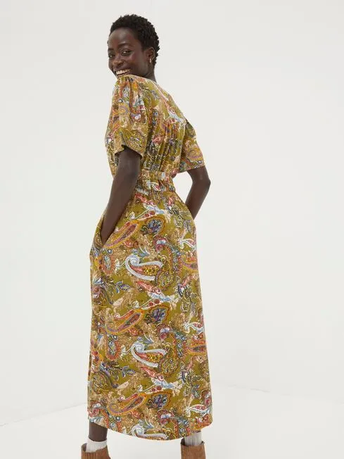 Women Fatface Dresses Green Paisley Midi Tea Dress Women Fatface Dresses Green Paisley Midi Tea Dress