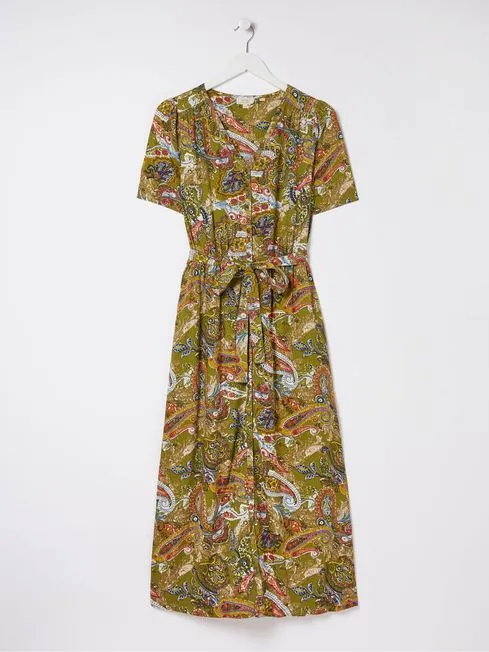 Women Fatface Dresses Green Paisley Midi Tea Dress Women Fatface Dresses Green Paisley Midi Tea Dress