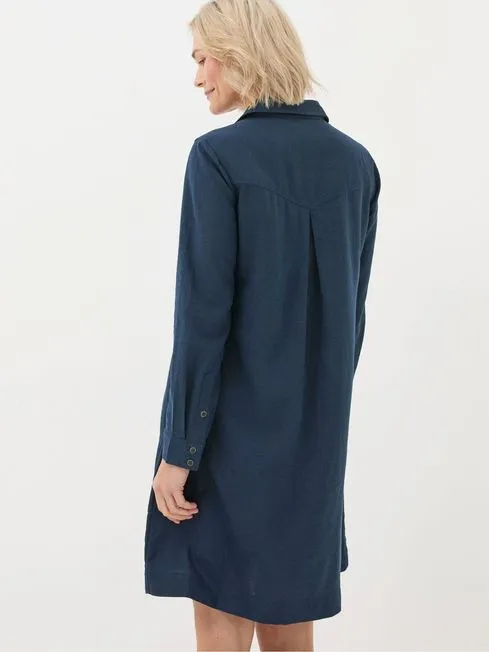 Women Fatface Dresses Mina Blue Linen Blend Tunic Dress