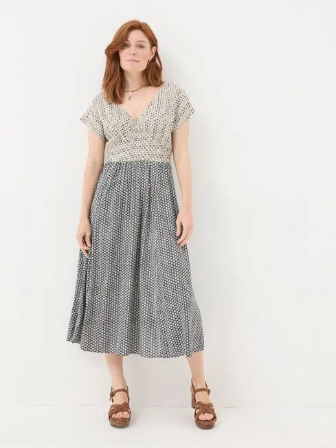 Women Fatface Dresses Rae Black Star Geo Midi Dress