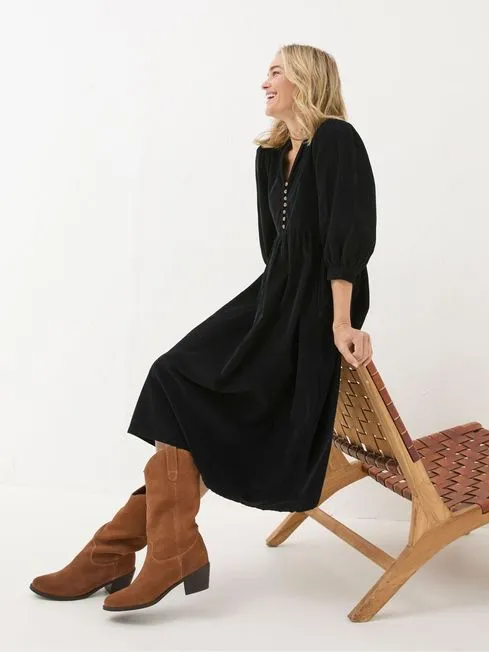 Women Fatface Dresses With Pockets Ceil Black Check Dress