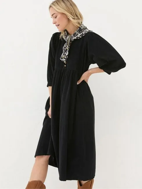 Women Fatface Dresses With Pockets Ceil Black Check Dress