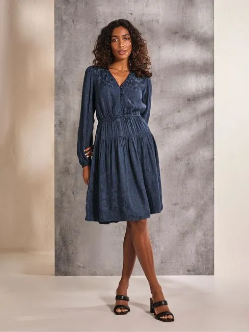 Women Fatface Dresses With Pockets Gail Blue Detail Dress