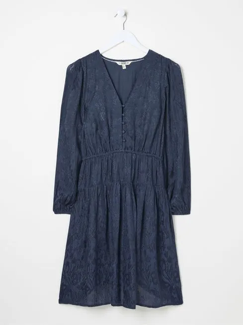 Women Fatface Dresses With Pockets Gail Blue Detail Dress