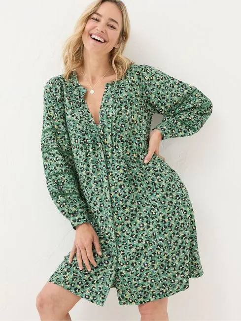 Women Fatface Floral Dresses Joanna Green Floral Marks Dress