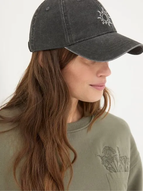 Women Fatface Hats Charcoal Grey Embroidered Sun Cap Women Fatface Hats Charcoal Grey Embroidered Sun Cap