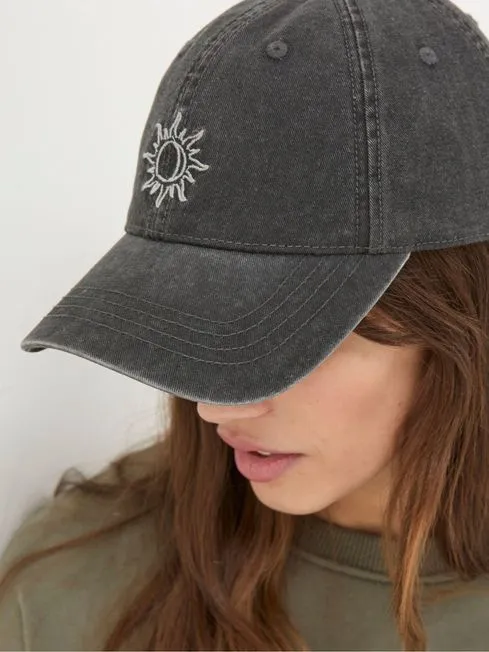 Women Fatface Hats Charcoal Grey Embroidered Sun Cap Women Fatface Hats Charcoal Grey Embroidered Sun Cap