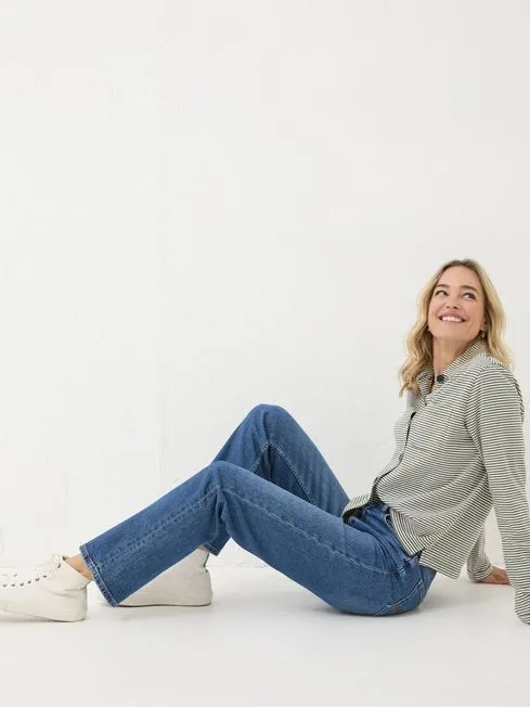 Women Fatface Jeans Carmel Blue Denim Comfort Straight Jeans