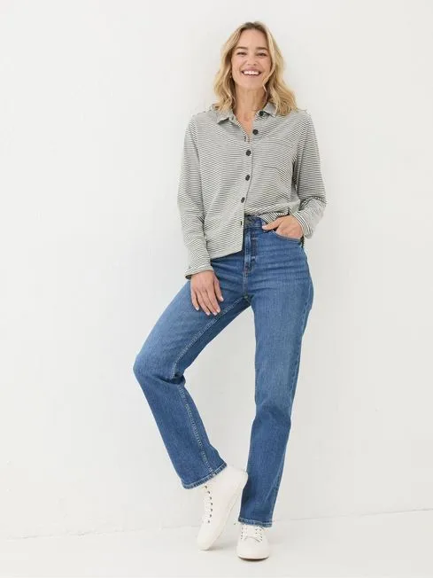 Women Fatface Jeans Carmel Blue Denim Comfort Straight Jeans