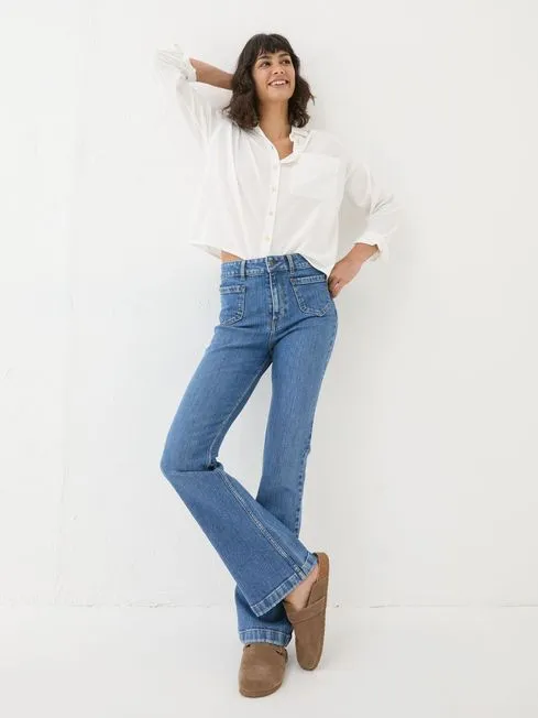 Women Fatface Jeans Fly Denim Vintage Flare Jeans