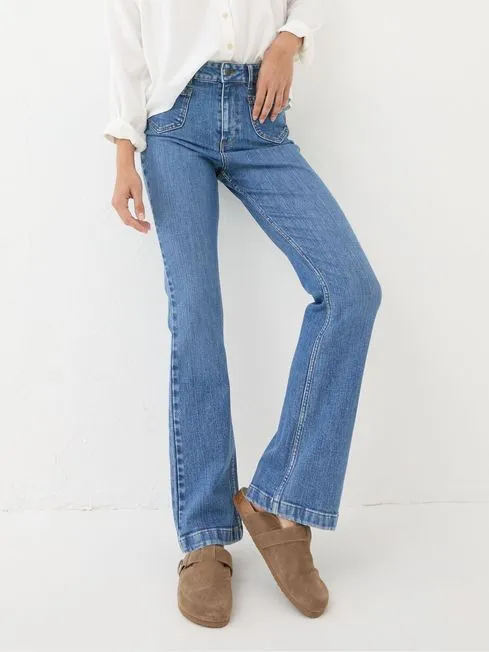 Women Fatface Jeans Fly Denim Vintage Flare Jeans