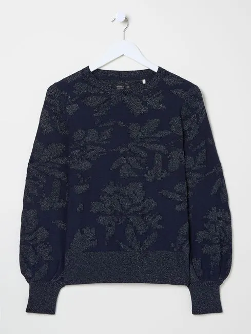 Women Fatface Knitwear Dark Navy Dark Skies Jacquard Jumper Women Fatface Knitwear Dark Navy Dark Skies Jacquard Jumper