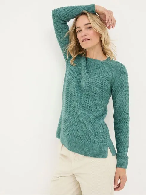 Women Fatface Knitwear Ella Light Teal Jumper