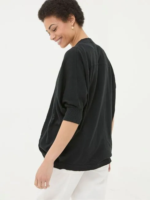 Women Fatface Knitwear Iris Black Cocoon Edge Cardigan With Linen Women Fatface Knitwear Iris Black Cocoon Edge Cardigan With Linen