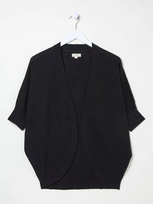 Women Fatface Knitwear Iris Black Cocoon Edge Cardigan With Linen Women Fatface Knitwear Iris Black Cocoon Edge Cardigan With Linen