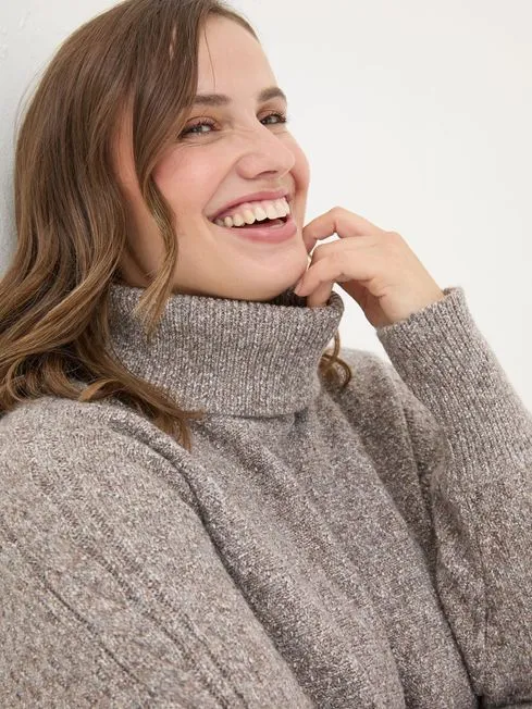 Women Fatface Knitwear Light Brown Amara Roll Neck Knitted Jumper Women Fatface Knitwear Light Brown Amara Roll Neck Knitted Jumper
