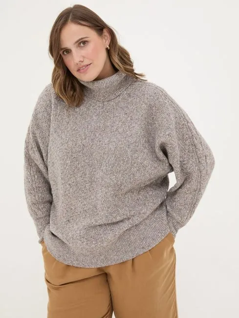 Women Fatface Knitwear Light Brown Amara Roll Neck Knitted Jumper Women Fatface Knitwear Light Brown Amara Roll Neck Knitted Jumper