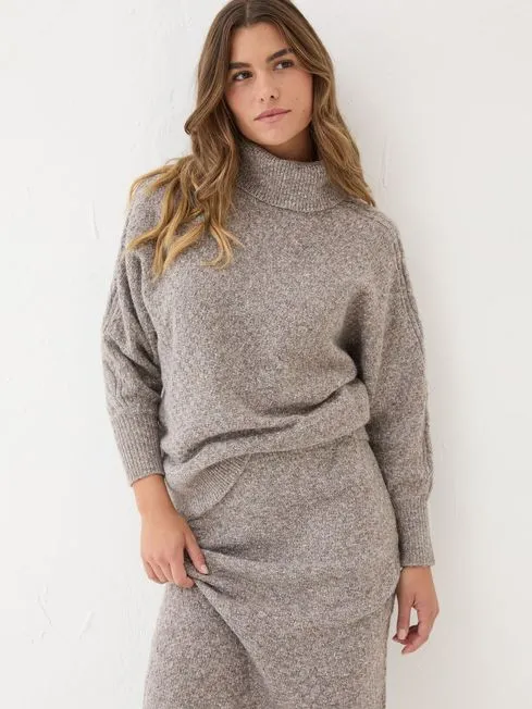 Women Fatface Knitwear Light Brown Amara Roll Neck Knitted Jumper Women Fatface Knitwear Light Brown Amara Roll Neck Knitted Jumper