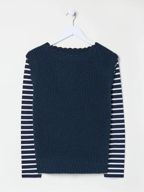 Women Fatface Knitwear Navy Heidi 2in1 Tank Jersey Women Fatface Knitwear Navy Heidi 2in1 Tank Jersey