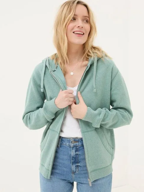 Women Fatface Loungewear Amy Blue Zip Through Hoodie