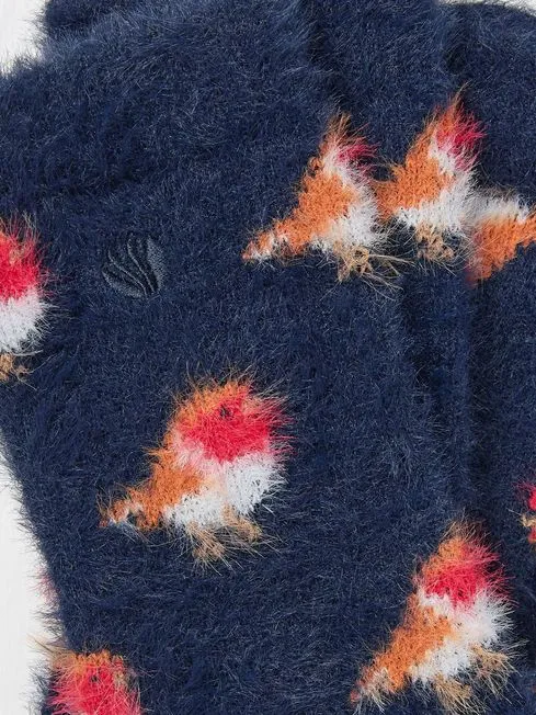Women Fatface Loungewear Blue Cosy Robin Socks Women Fatface Loungewear Blue Cosy Robin Socks