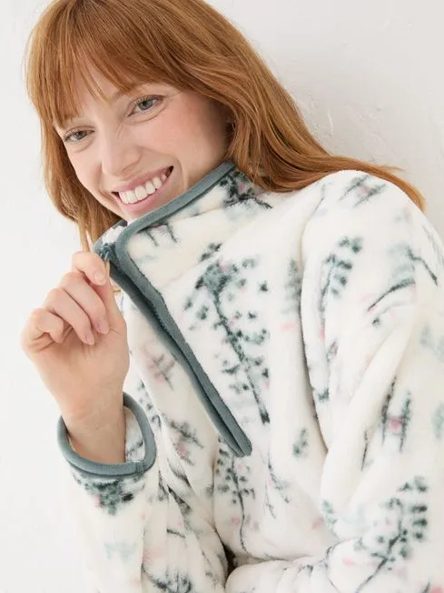 Women Fatface Loungewear Christmas Snuggle Ivory Half Zip Fleece Women Fatface Loungewear Christmas Snuggle Ivory Half Zip Fleece