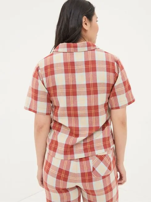 Women Fatface Loungewear Red Check Pyjama Top