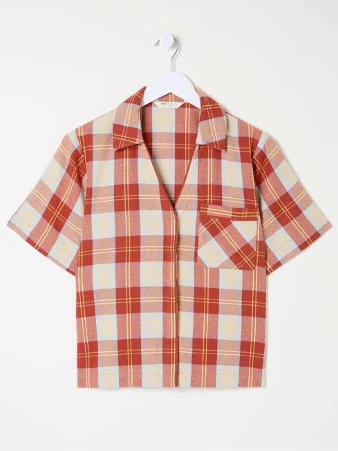 Women Fatface Loungewear Red Check Pyjama Top