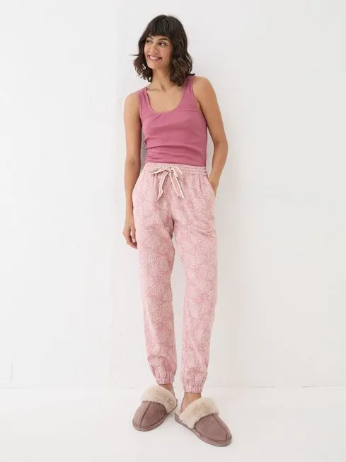 Women Fatface Pajamas and Nightwear Cora Pink Floral 100 Cotton Pyjama Bottoms