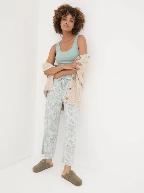 Women Fatface Pajamas and Nightwear Green Haze Rib Pyjama Tops