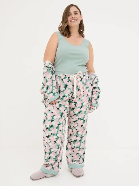 Women Fatface Pajamas and Nightwear Green Haze Rib Pyjama Tops