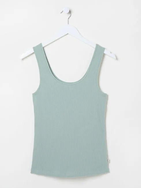 Women Fatface Pajamas and Nightwear Green Haze Rib Pyjama Tops