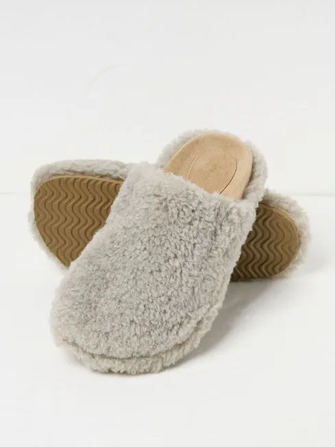 Women Fatface Pajamas and Nightwear Light Grey Borg House Shoes