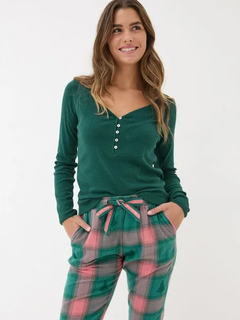 Women Fatface Pajamas and Nightwear Lila Dark Teal Henley Pyjama Top