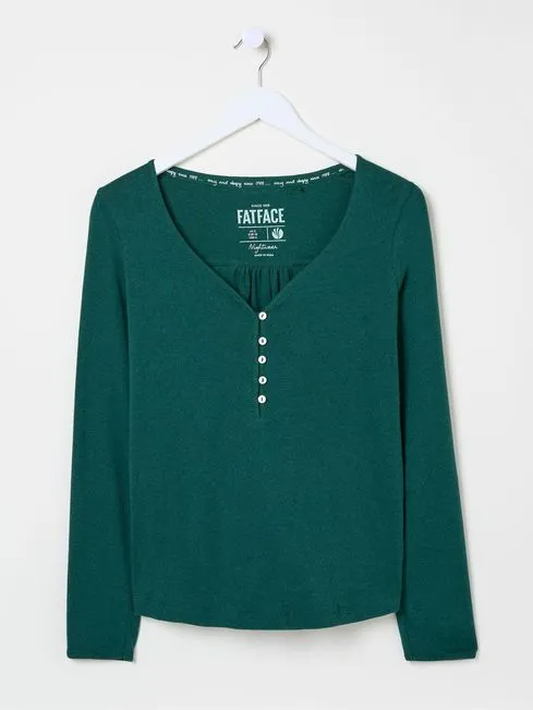 Women Fatface Pajamas and Nightwear Lila Dark Teal Henley Pyjama Top